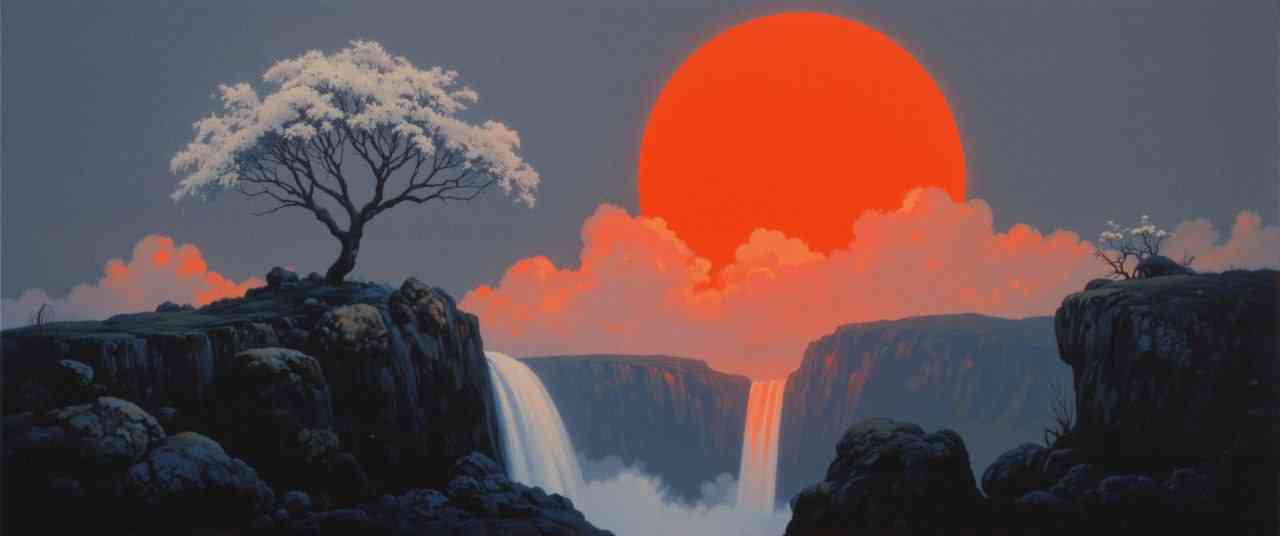 Artistic Sunset and Waterfall View | MirrorLog